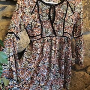 American Eagle Bell Sleeve Paisley Mini Dress